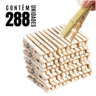 Kit 144 Prendedor de Roupa ou 72 Pregador de Madeira Pendurar Roupas no Varal Portátil Corda Casa em Oferta na Shopee