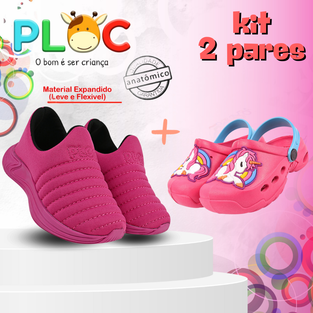 [kit infantil] 1 TÊNIS COLORS + 1 SANDÁLIA UNICÓRNIO PINK  (Bab14 UNICÓRNIO PINK)