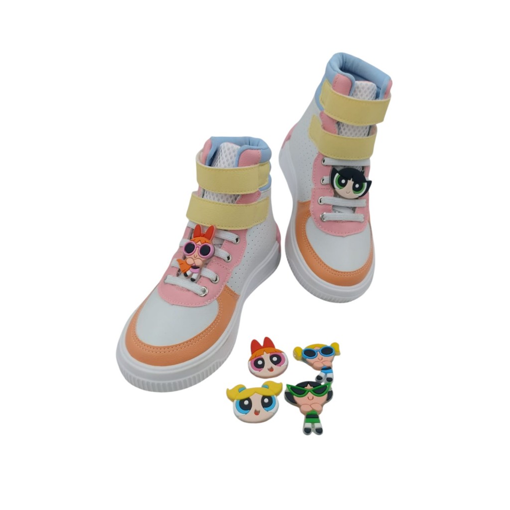 Conjunto de Apliques Meninas Superpoderosas para Cadarço de Tênis kits c/ 4, 8, 10 unidades