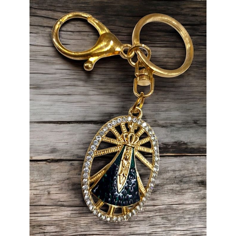 Chaveiro Lembrança Nossa Senhora Aparecida Dourado