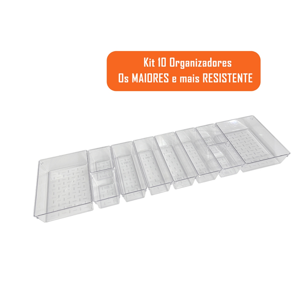 Kit 10 Organizador Multiuso Modular Gavetas Acrílico Cristal