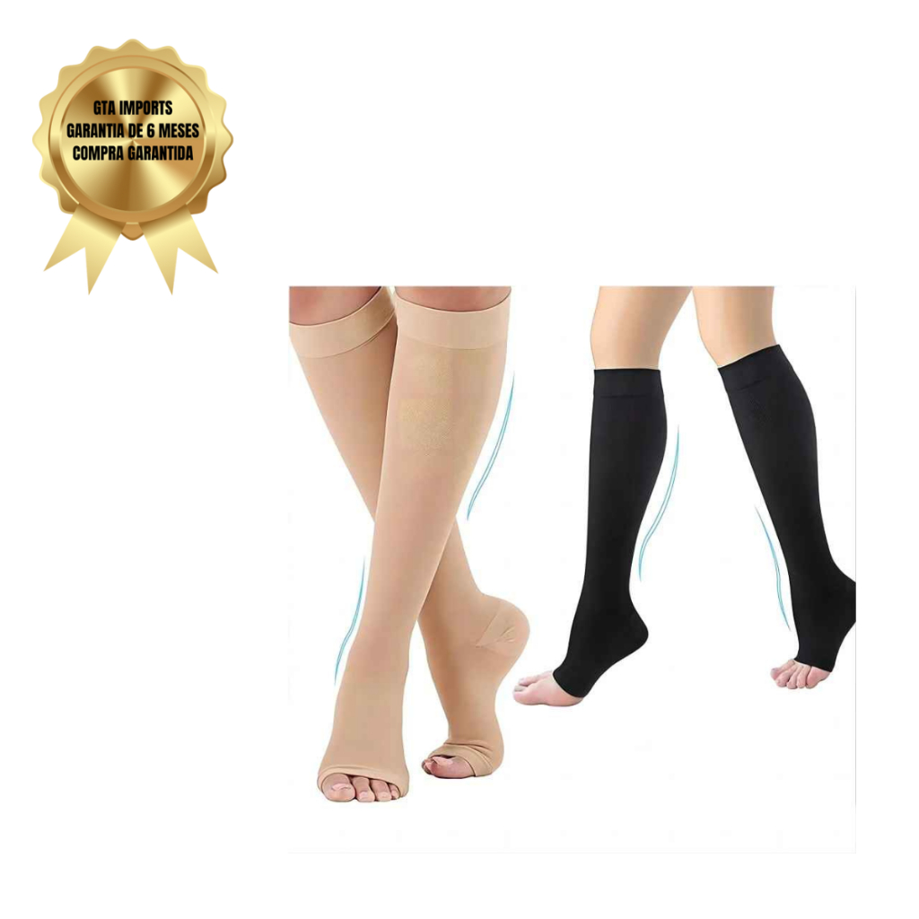 Meias de Compressão de Dedo do Pé para Homens e Mulheres, Meias de Nylon bege