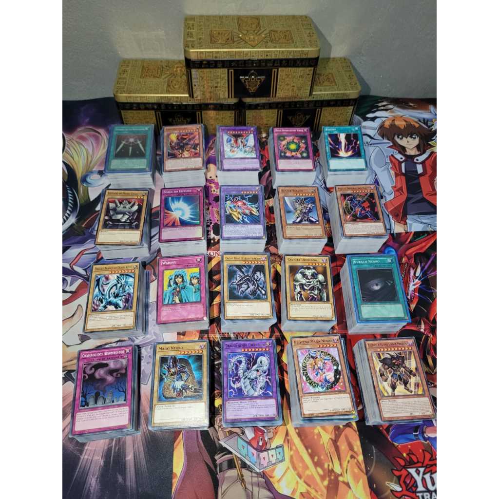 Lote com 300 cartas de Yugioh TCG.Original Konami. 282 Comuns +15 Supers/Ultras. +3 Cartas do Anime.