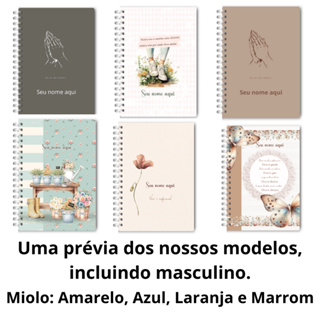 Caderno de Anotações Versículos - Você escolhe e monta sua capa e miolo - Miolo Azul, Amarelo, Laranja e Marrom em Oferta na Shopee