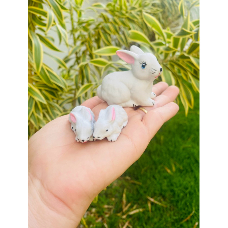 Miniatura Trio Coelhos  Enfeite de Jardim Vaso Decoração Porcelana em Oferta na Shopee