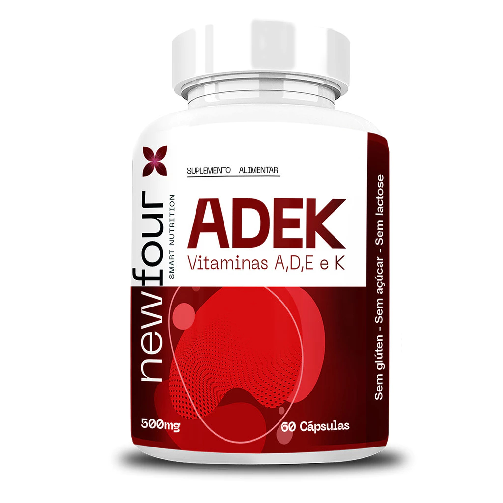 Adek Vitaminas A D E K 500mg 60 Capsulas Suplemento barato 100% natural alimentar NewFour