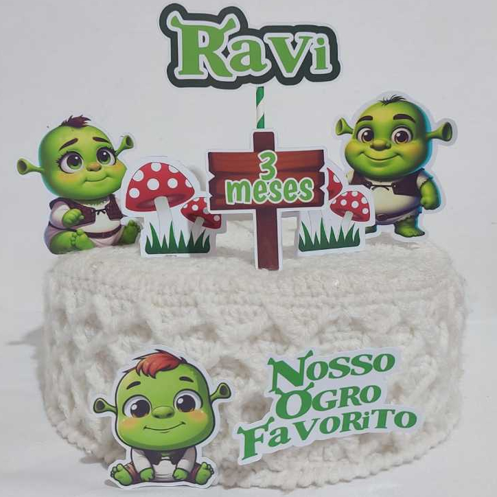 Topo Topper Decoração De Bolo Enfeite Shrek Baby