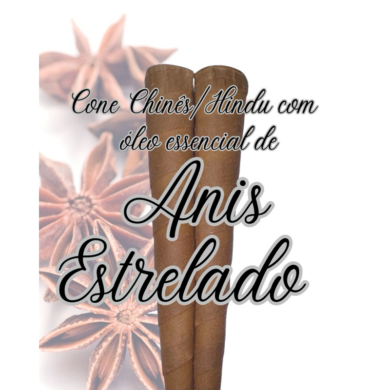 Cone Hindu Chinês 14 unidades Anis Estrelado Óleo Essencial com cera de abelha