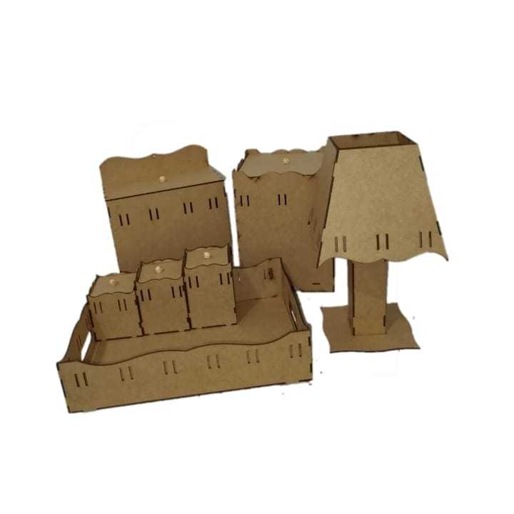 Kit bebe passa fita Higiene 7 peças em Mdf em Oferta na Shopee