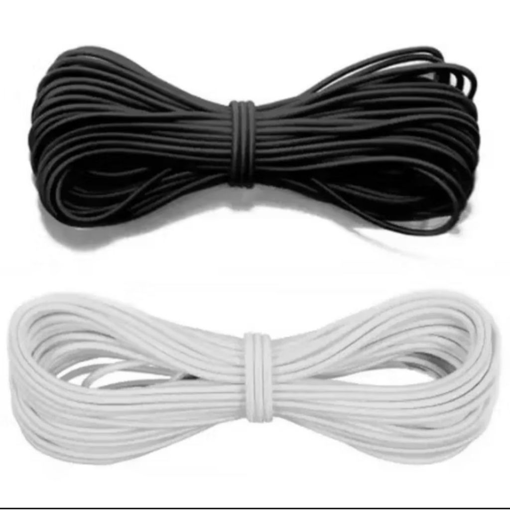 Elástico São José Colombe Roliço 10R -10 Metros Branco e Preto (2,5mm) em Oferta na Shopee