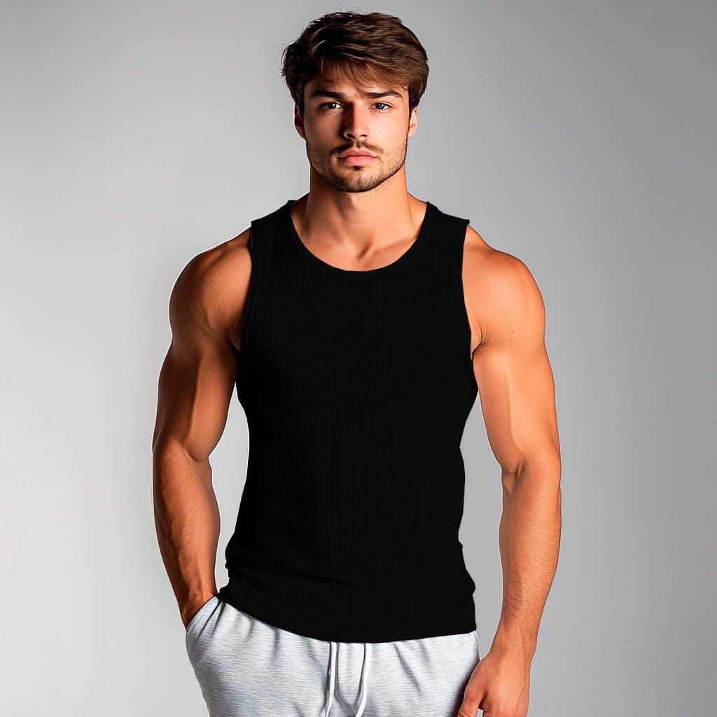 Regata Canelada Masculina Americana Camiseta Básica Modelo Americano Camisa Academia