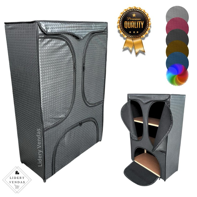 Sapateira Organizadora de Madeira com Ziper e 3 portas Repartições Grande Fechada Sapato Chinelo Sandalia em Oferta na Shopee