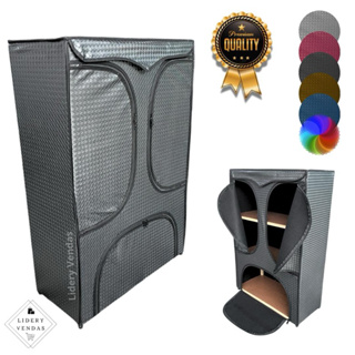 Sapateira Organizadora de Madeira com Ziper e 3 portas Repartições Grande Fechada Sapato Chinelo Sandalia em Oferta na Shopee