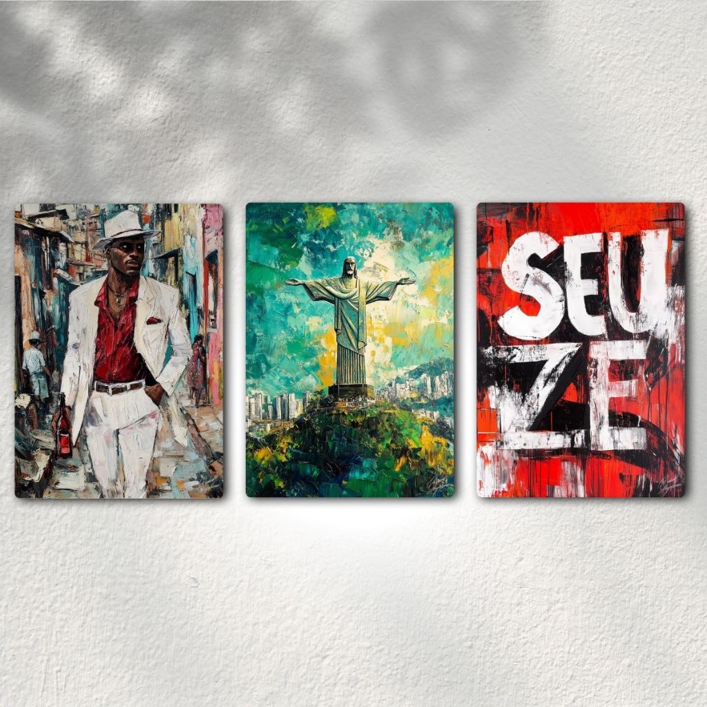 Kit 3 Quadros Zé Pilintra - Orixás em Arte Contemporânea no Rio de Janeiro - Decoração Exclusiva