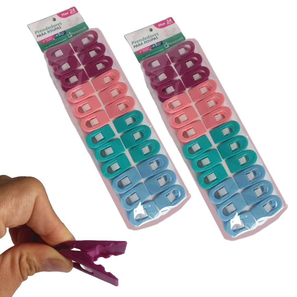 Kit 48 Prendedor de Roupa Plástico Prendedores Max Paramount em Oferta na Shopee