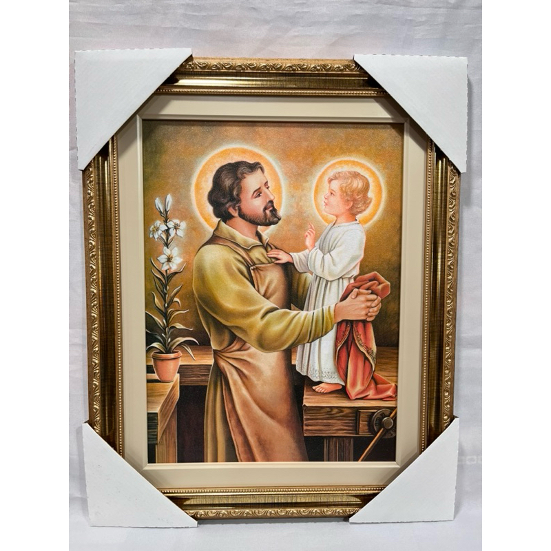 Quadro São José Operário.42x52cm estampa resinada, moldura luxo de madeira.