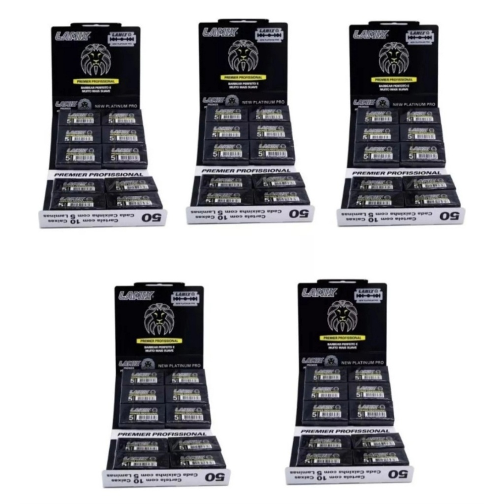Lamina Barbear Lamix Premium Black C/50 - Kit Com 05 Cartela
