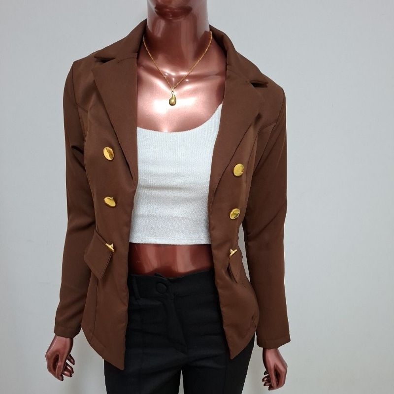 Blazer Feminino Alfaiataria Casaco Social Com Botão em Oferta na Shopee