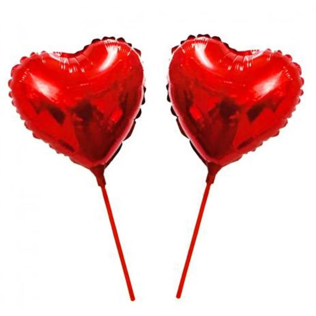 10 Balão Metalizado Coração Vermelho Centro Mesa 21cm + 10 Varetinhas - Festa Decoração em Oferta na Shopee