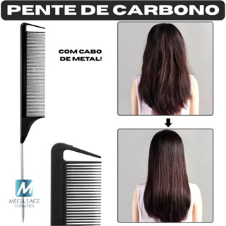 Pente Profissional de Carbono Cabo de Metal (até 230º) com separador de mechas em Oferta na Shopee