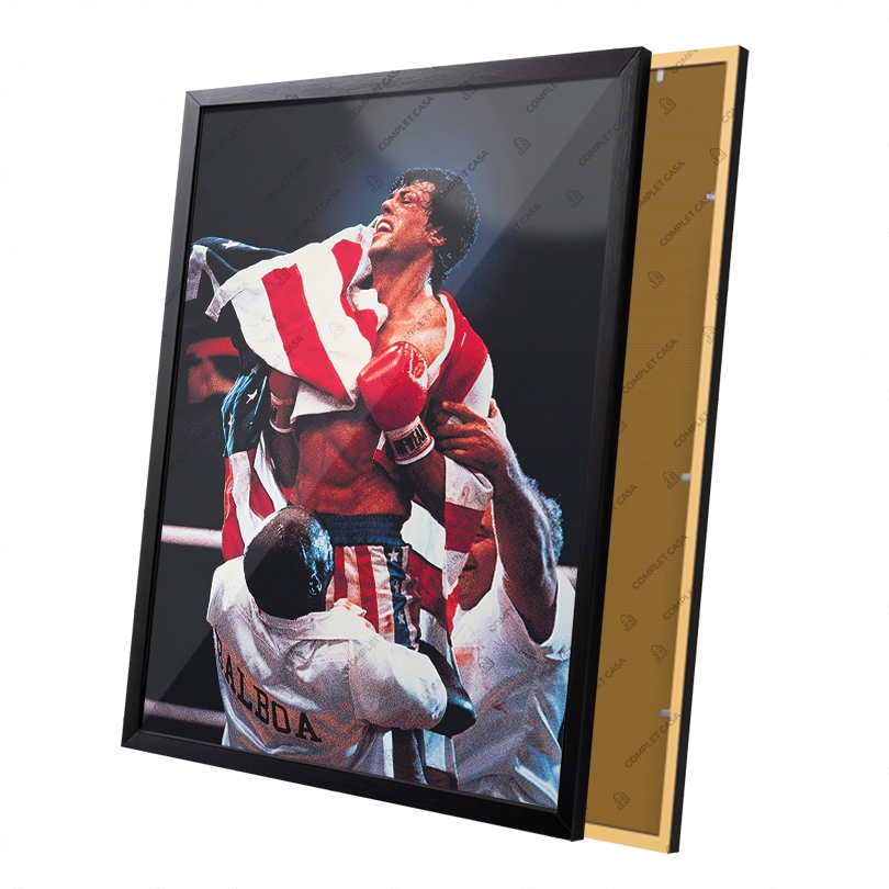 Quadro Lutador Lenda do Box Balboa Campeão do Ringue Moldura e Vidro
