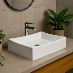 *PROMOÇÃO* Pia Para Banheiro Cuba de Sobrepor 45cm Apoio Lavabo Retangular Mármore Sintético Branca