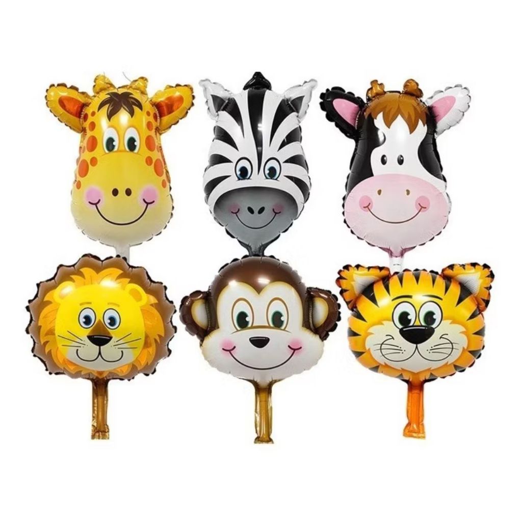 12 Balão Metalizado Safari Animais Centro De Mesa 32cm - Vaca Girafa Zebra Leão Tigre Macaco em Oferta na Shopee