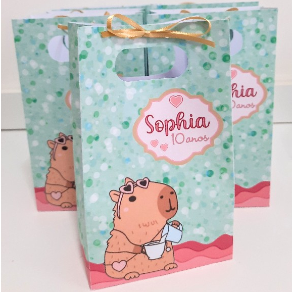 Sacolinha Personalizada Capivara|Sacolinha Surpresa|Lembrancinha pronta para Festas
