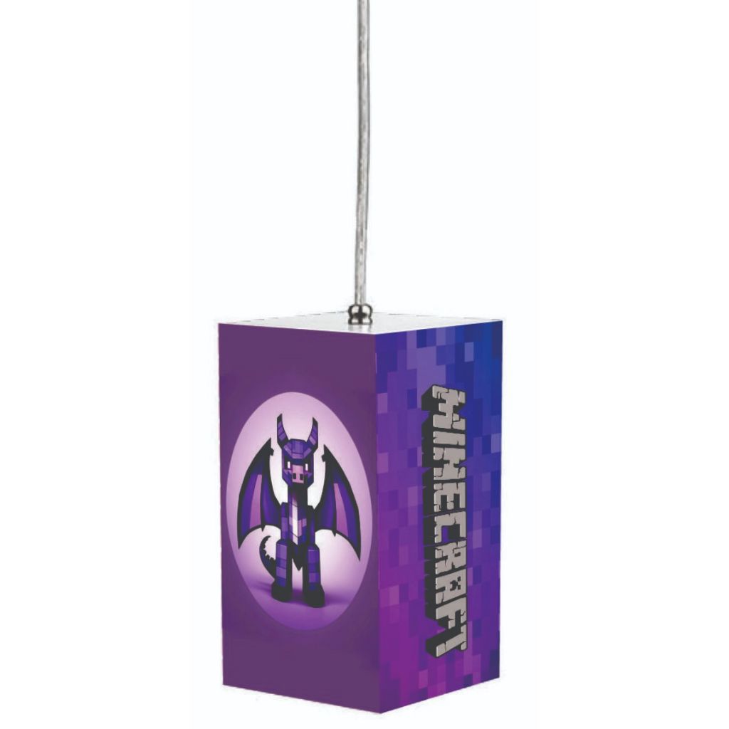 Lustre Minecraft Gamer Geek Luminária Abajur Quarto Teto Decoração Led Iluminação