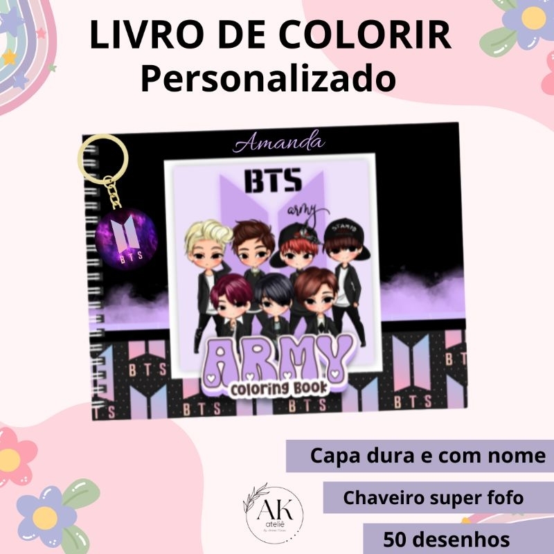 LIVRO DE COLORIR PERSONALIZADO BTS COM NOME
