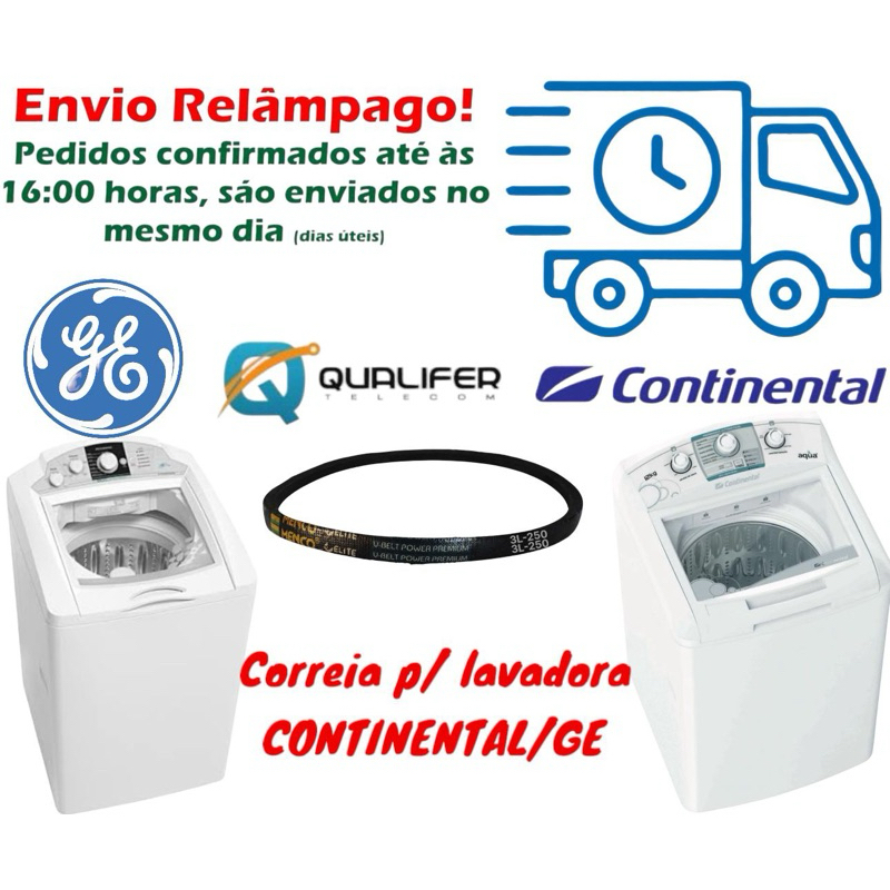 Correia p/ máquina de lavar CONTINENTAL/GE- 8/10/11/12/15 kg em Oferta na Shopee