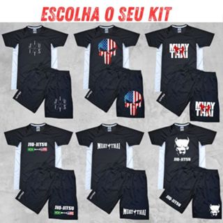 Kit Camisa e Bermuda Para Jiu Jitsu Muay Thai Academia MMA Treino Luta Caveira Venus Cobra Competidor Brasil Eua em Oferta na Shopee
