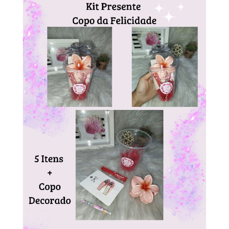 Kit Presente Copo da Felicidade Beleza Spa Facial Corporal Lembrancinhas Aniversario Envío Imediato