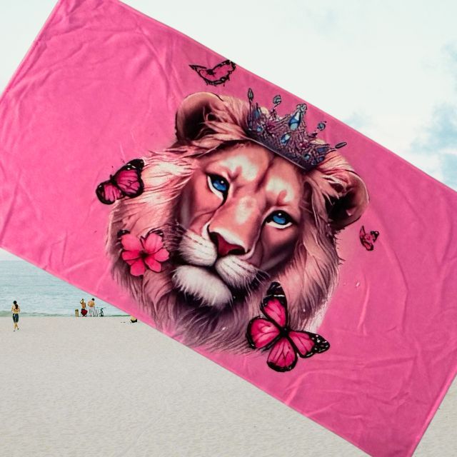 Toalha de Banho Leão Rosa Toalha de Banho Colorida Toalha de Banho Praia Toalha Academia