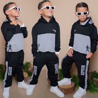 Conjunto Infantil Menino Moletinho Inverno Lançamento Blusa + Calça do 2 ao 14 anos Agasalho em Oferta na Shopee
