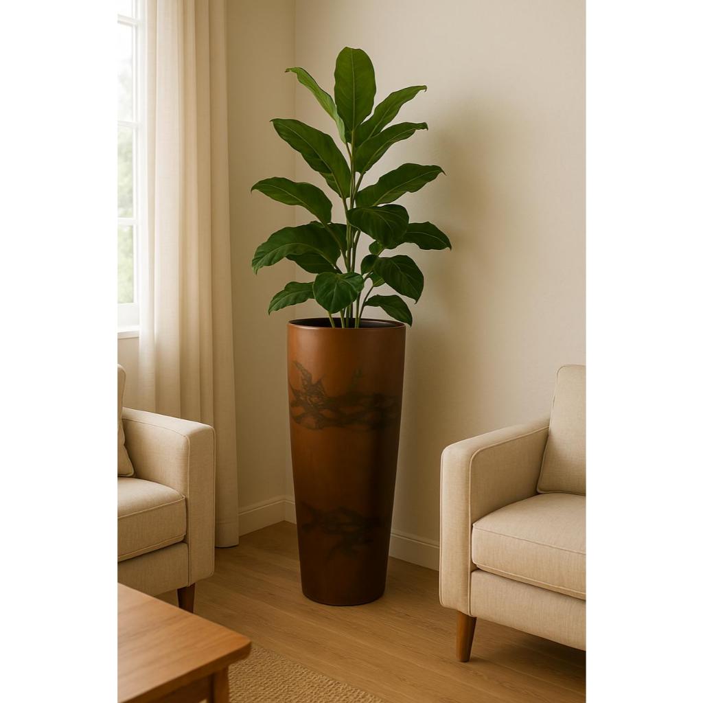 Vaso Marmorizado Grande Polietileno Decorativo Polido Moderno Coluna Ibiza Luxo Casa Decoração