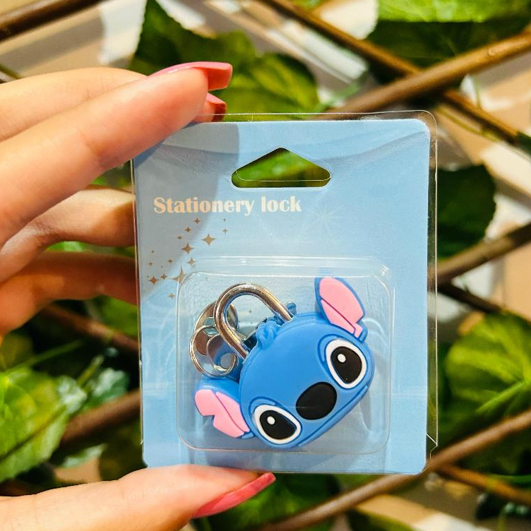 Cadeado Infantil Stitch Chave Reserva Personagem Filme Lilo Stitch Cadeadinho Presente Fofo Viagem — imagem 2 de 2