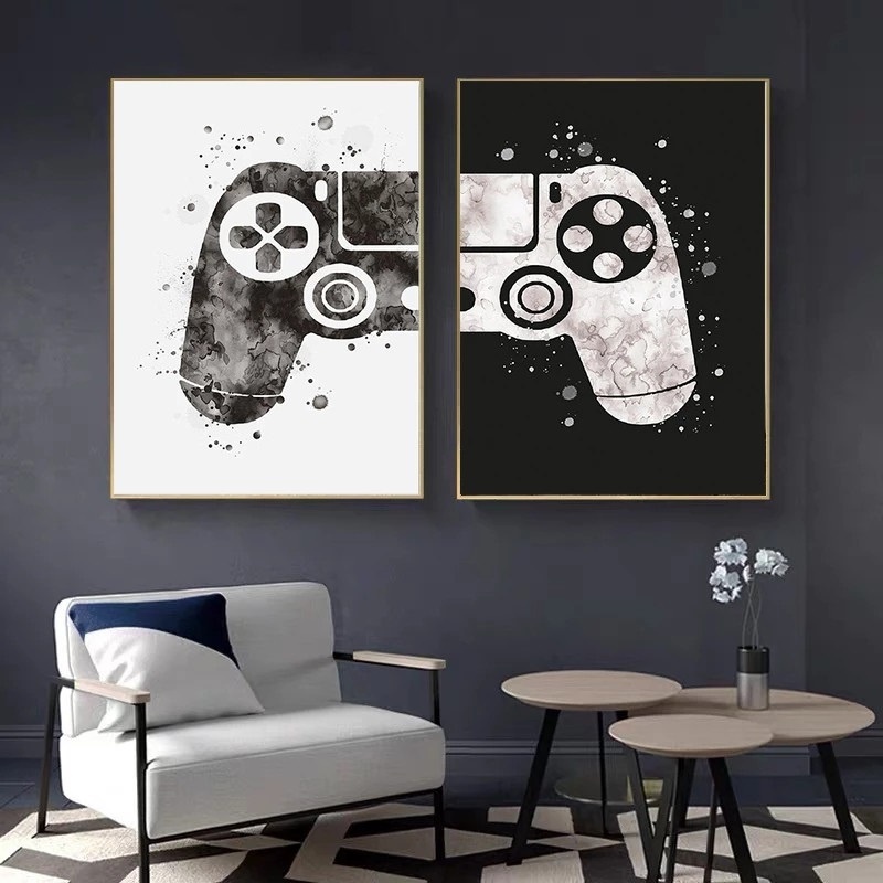 Quadros Decorativos Controle Pb Game Ps2 Jogos e Games 2 Pçs 60x40cm Sala Quarto