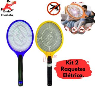 Kit 2 Raquetes Elétrica Recarregável Mata Insetos Mosca Pernilongos Bivolt em Oferta na Shopee