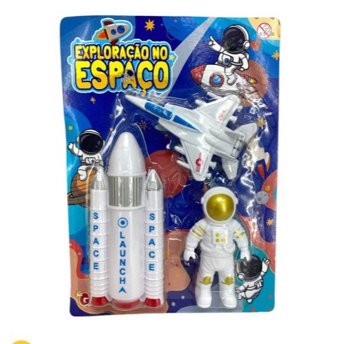 Kit Espacial - 3 Itens: Astronauta, Nave Espacial e Avião Espacial/brinquedo infantil