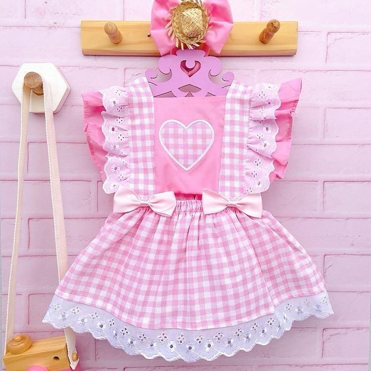 jardineira menina fazendinha rosa xadrez arraia festa junina com tiara de chapeu em Oferta na Shopee