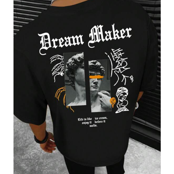 Camiseta OverSized Dream Maker Masculina Feminina Algodão Camisa Costura Reforçada Unissex StreetWea