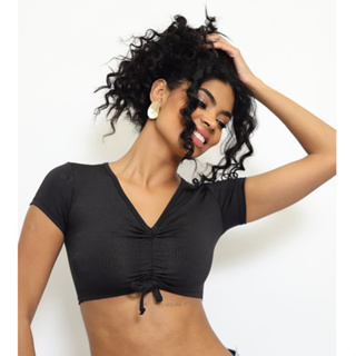 Cropped Regulagem Frente Franzido Ajustável em Oferta na Shopee