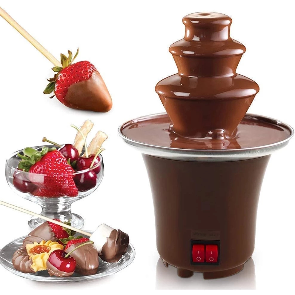 Mini Fonte Cascata De Chocolate Máquina Torre 3 Andares Elétrica 110v Pascoa Festa Restaurante Buffet Cafeteria