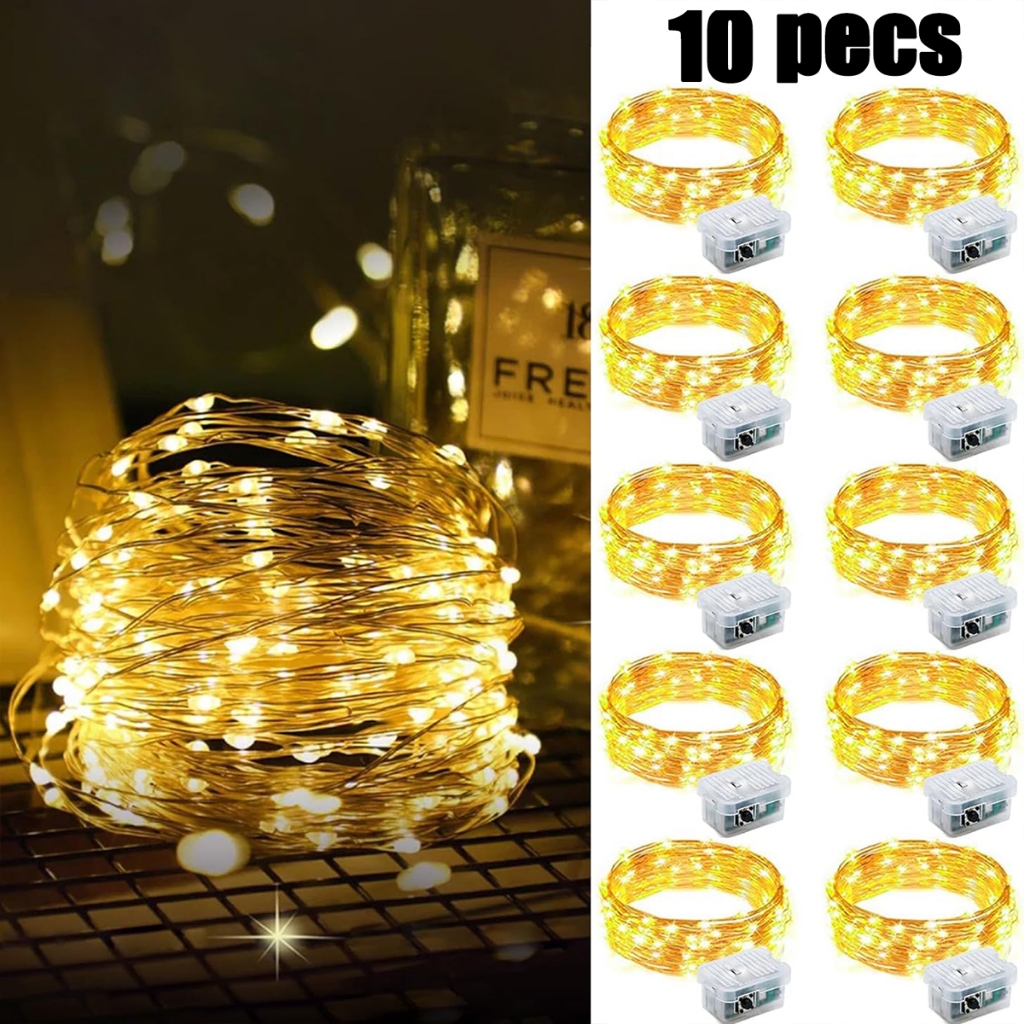 10 Fios de Luzes de Fada de 2 ou 3 Metros Led Cobre à Prova d’água Perfeito Para Decoração Festa e Natal