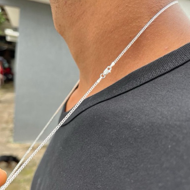 corrente cordão grumet gourmet escama masculino 70cm 2-mm prata pura 925 legítima