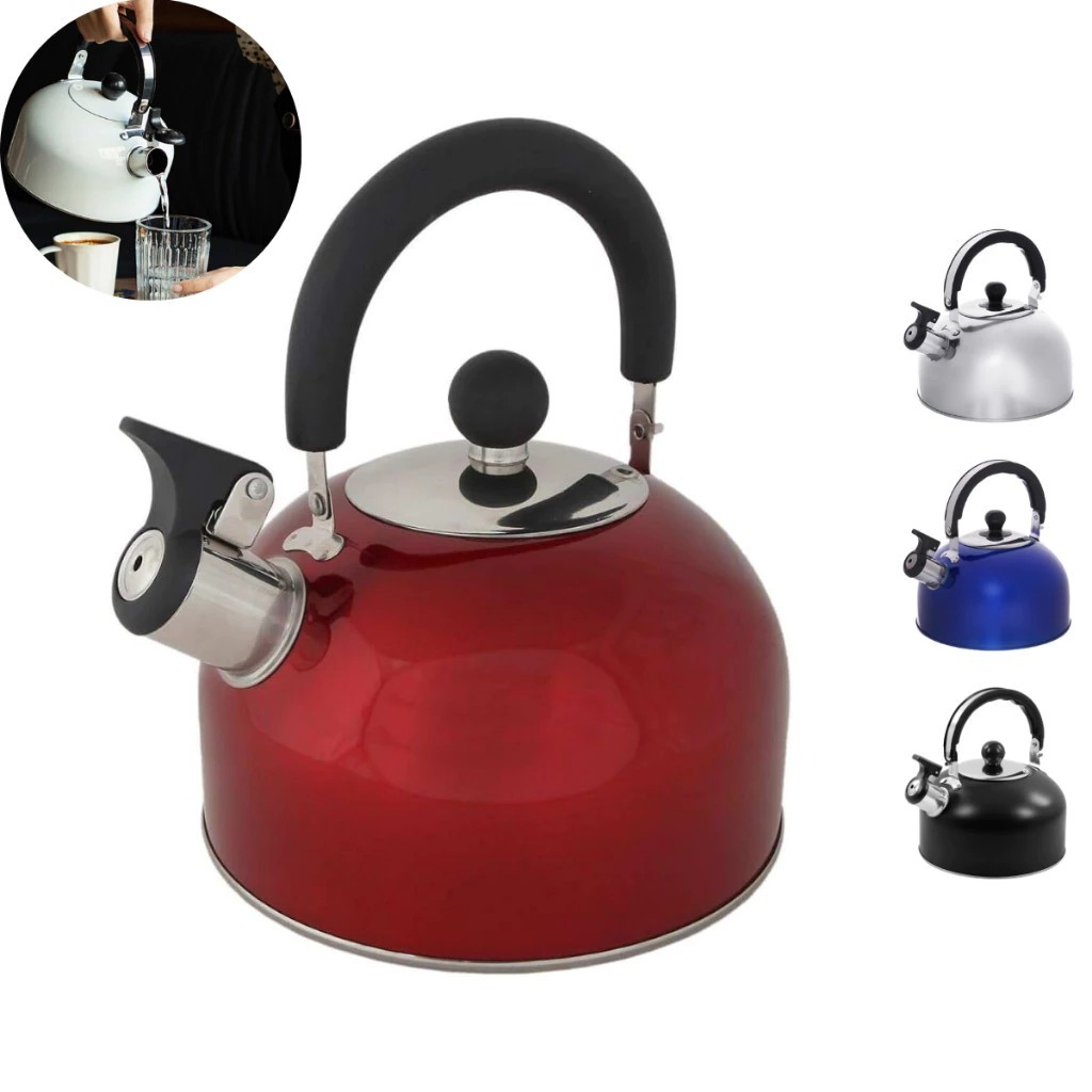 Chaleira Inox 2L com Tampa Alça Térmica e Apito para Café Chá Bebidas