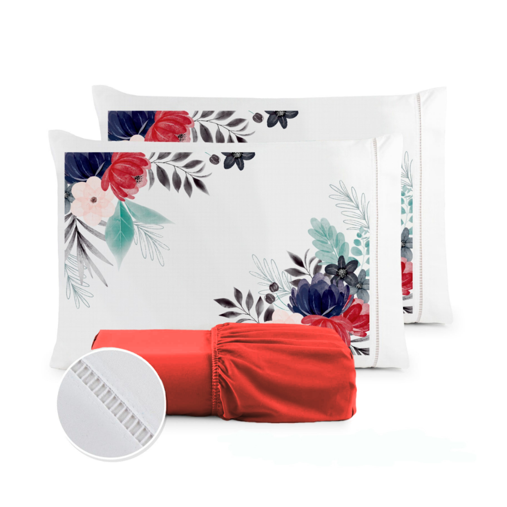 Kit Jogo de Lençol Fronha Estampada Micropercal 400 Fios Ponto Palito - ÚLTIMO LANÇAMENTO