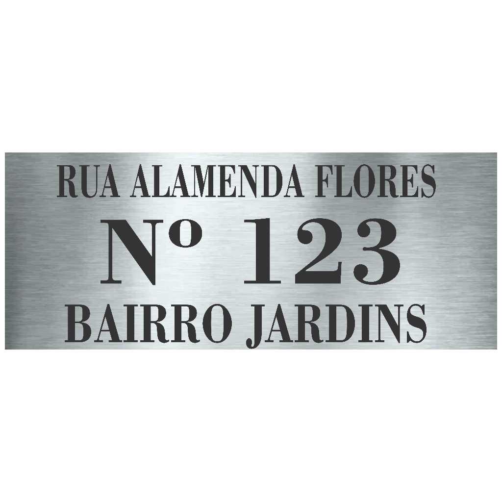 Placa 50x20cm Endereço Residencial Casa Lote Aço Inox