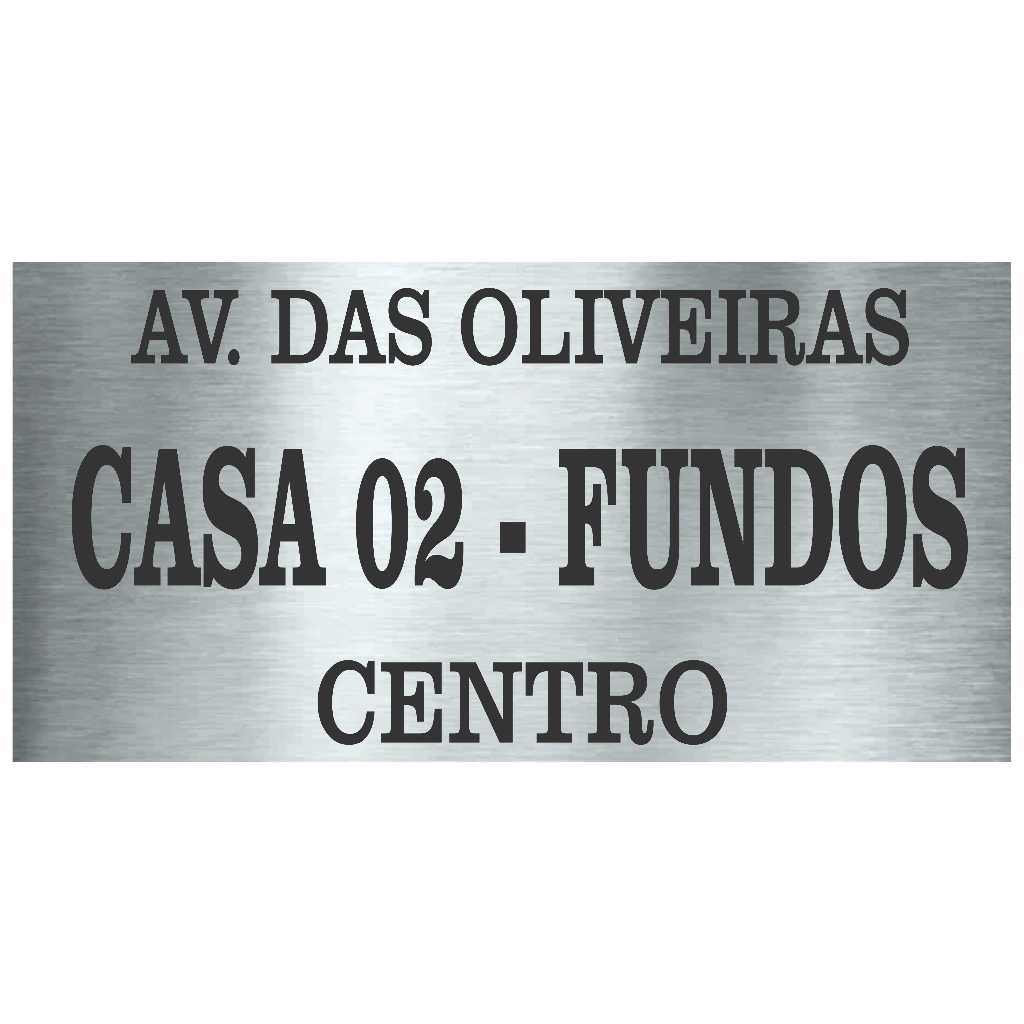 Placa 40x20cm Endereço Residencial Casa Lote Aço Inox